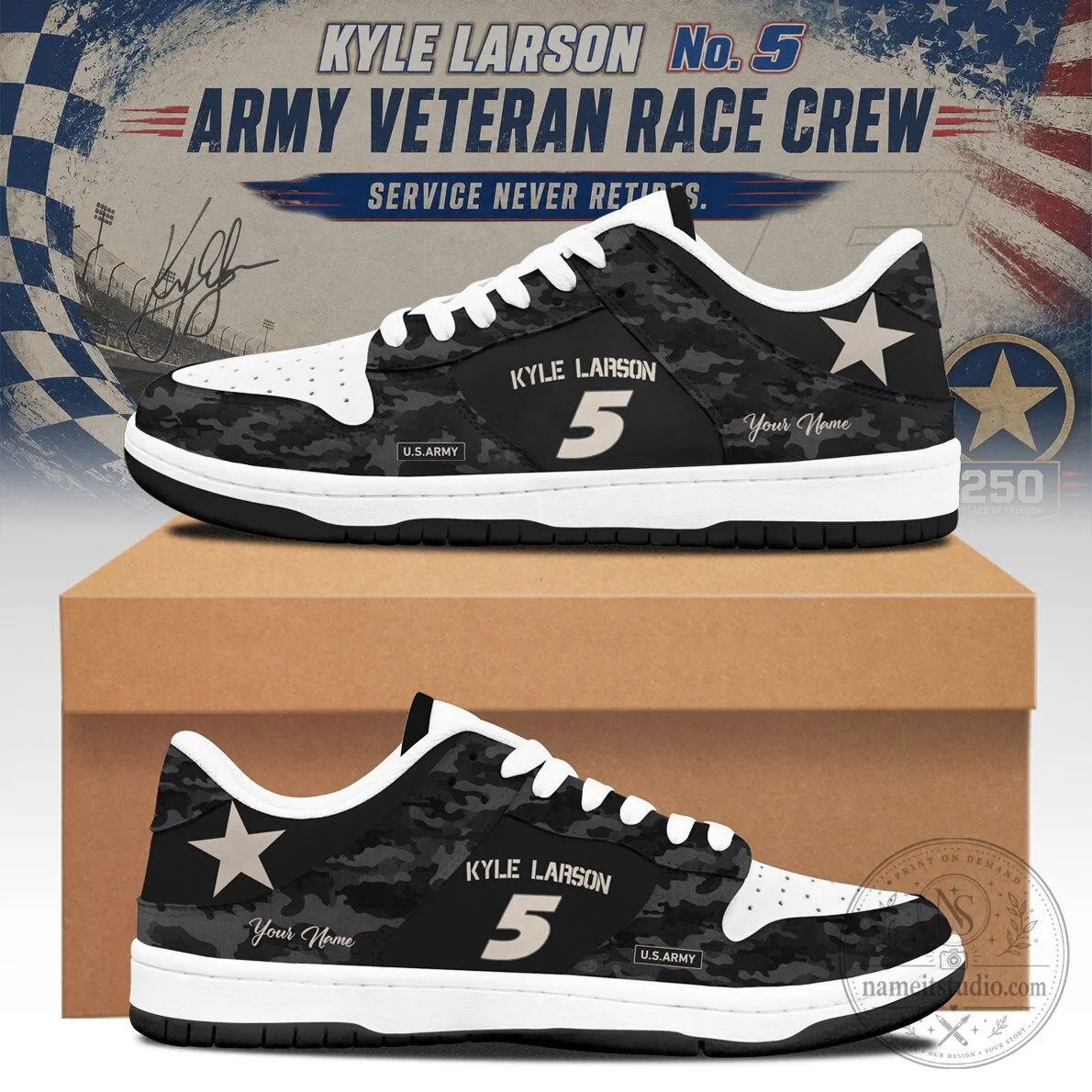 No 5 Veteran Race Crew Personalized Camo Sneaker 2 No 5 Veteran Race Crew Personalized Camo Sneaker