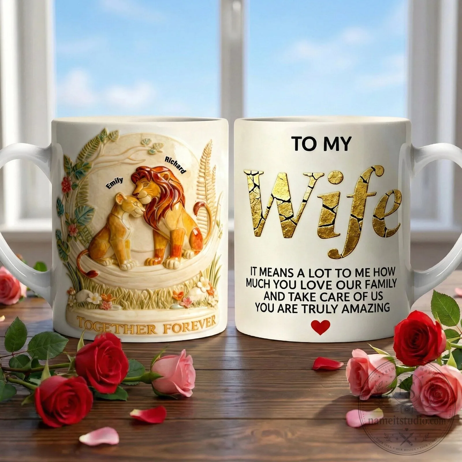Lion King Together Forever Personalized Coffee Mug for Wife