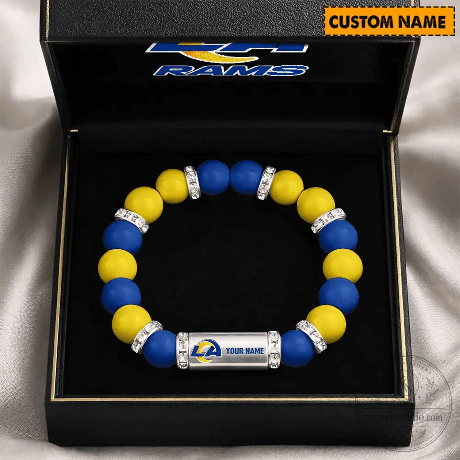 Los Angeles Rams Custom Name Beaded Bracelet