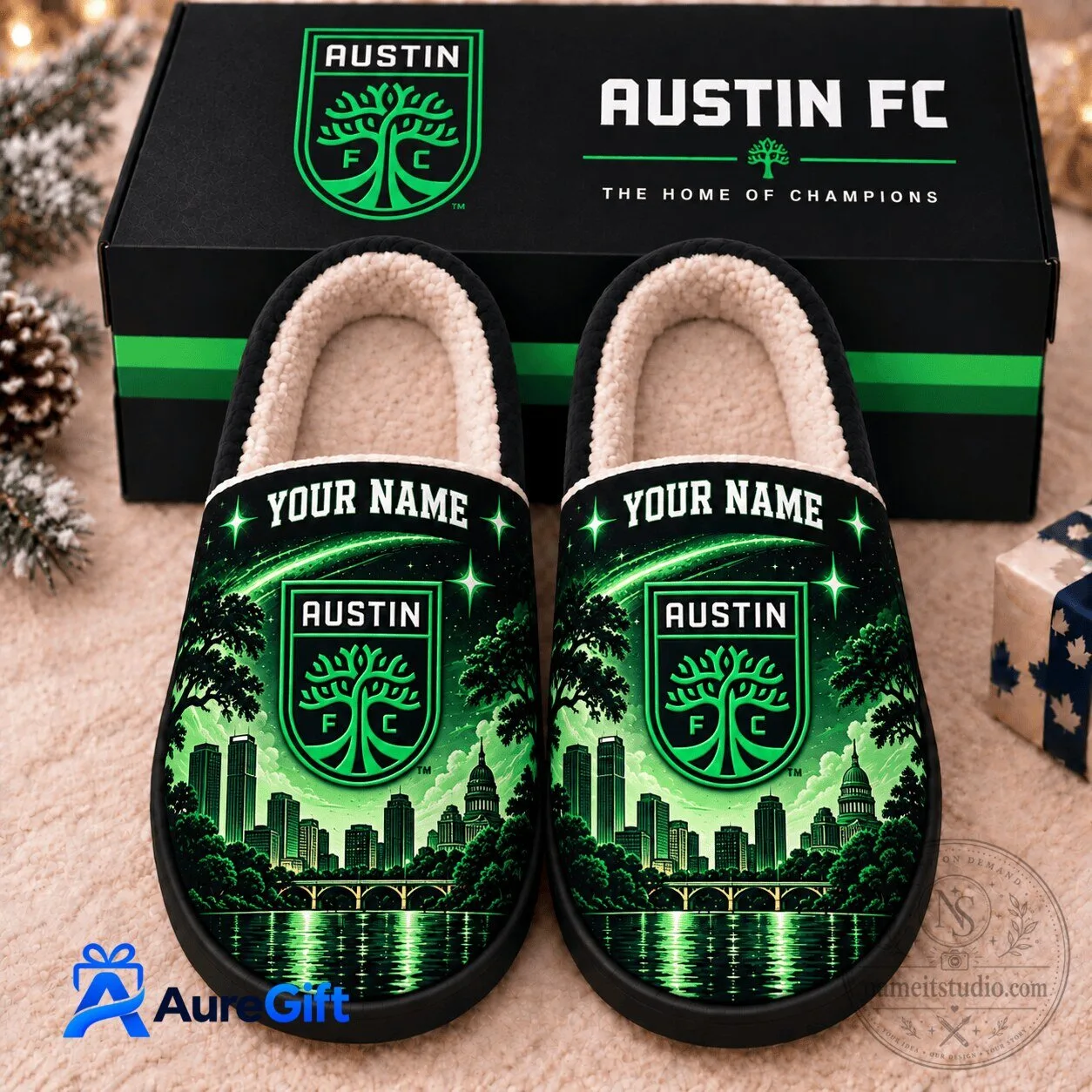 Austin FC Personalized Football Club Logo and Skyline Design Slippers 5 Austin FC Personalized Football Club Logo and Skyline Design Slippers