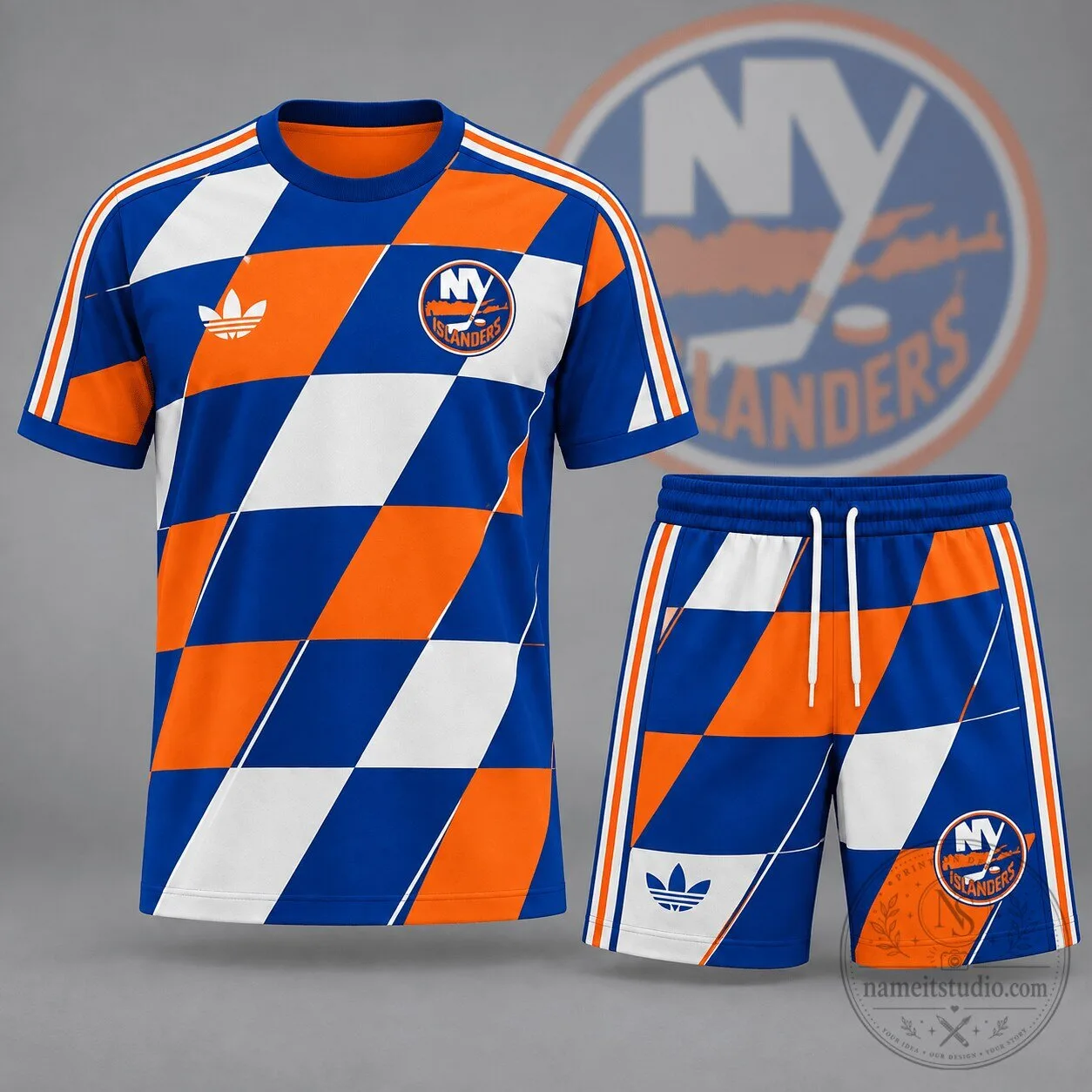 New York Islanders National Hockey League Geometric Colorblock T-Shirt and Shorts Set