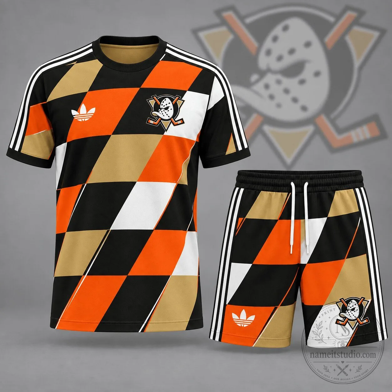 Anaheim Ducks National Hockey League Geometric Colorblock T-Shirt and Shorts Set