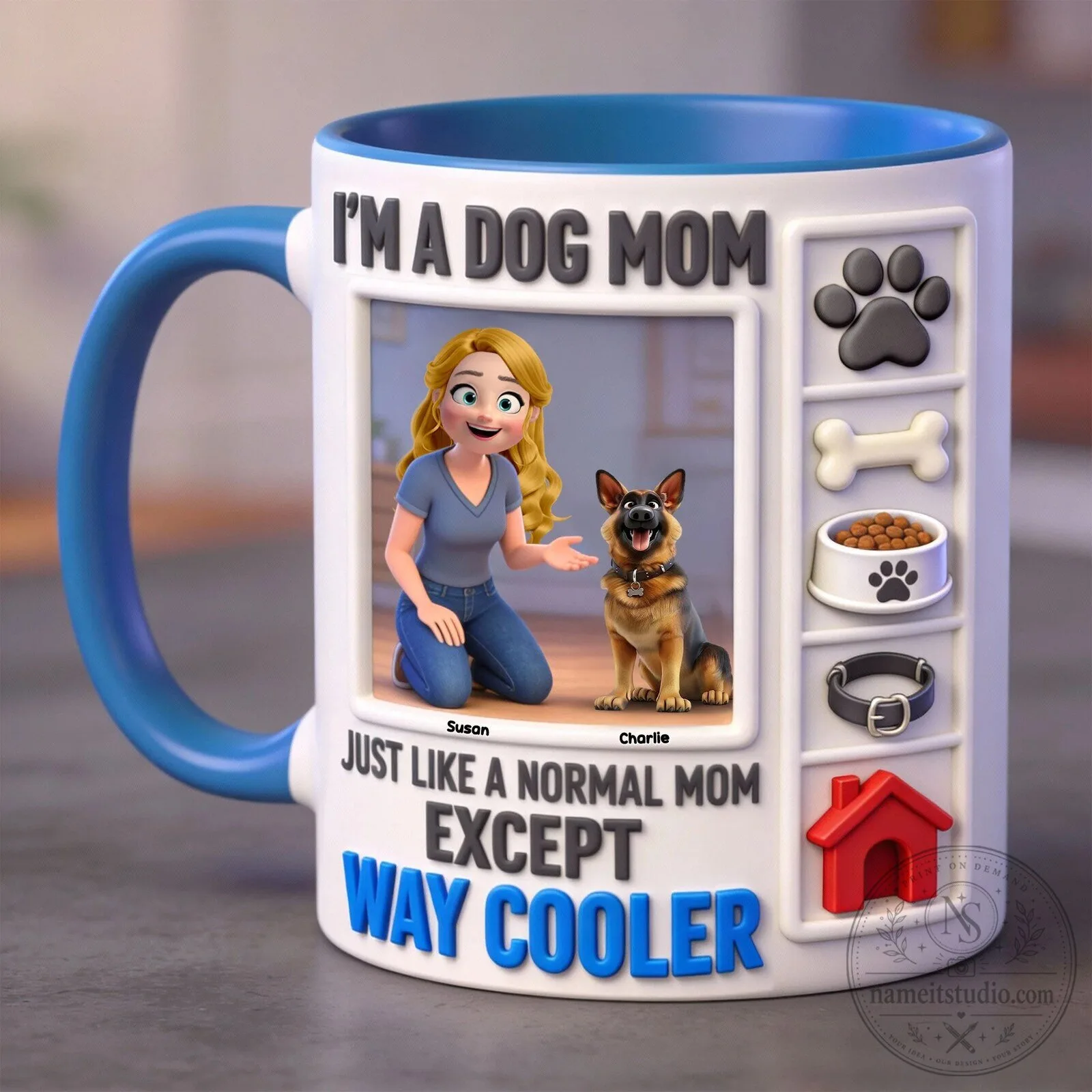 Personalized Dog Mom Coffee Mug with Custom Pet and Owner Portrait
