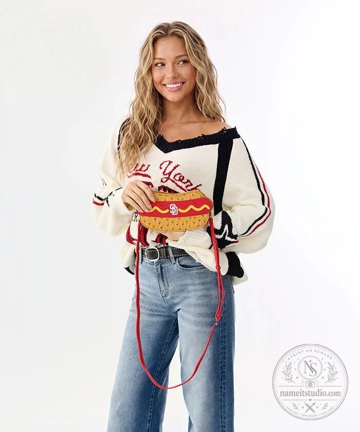 San Diego Padres Hot Dog Shaped Crossbody Bag 17 San Diego Padres Hot Dog Shaped Crossbody Bag