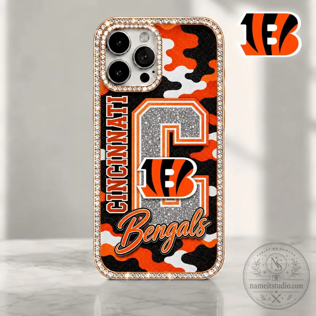 Cincinnati Bengals Football Team Camouflage Bling Phone Case Cincinnati Bengals Football Team Camouflage Bling Phone Case