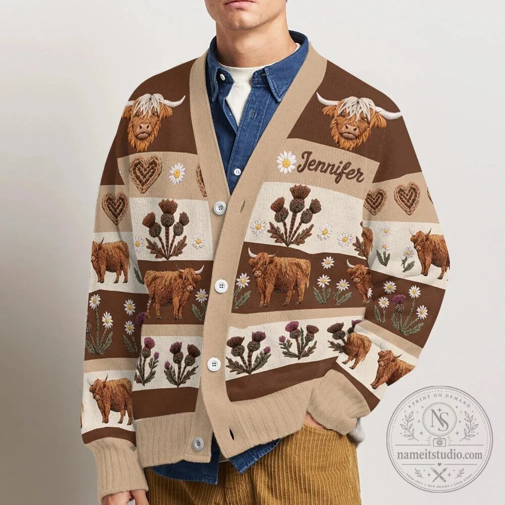 Personalized Highland Cow Knitted Cardigan Sweater for Women 17 Personalized Highland Cow Knitted Cardigan Sweater for Women