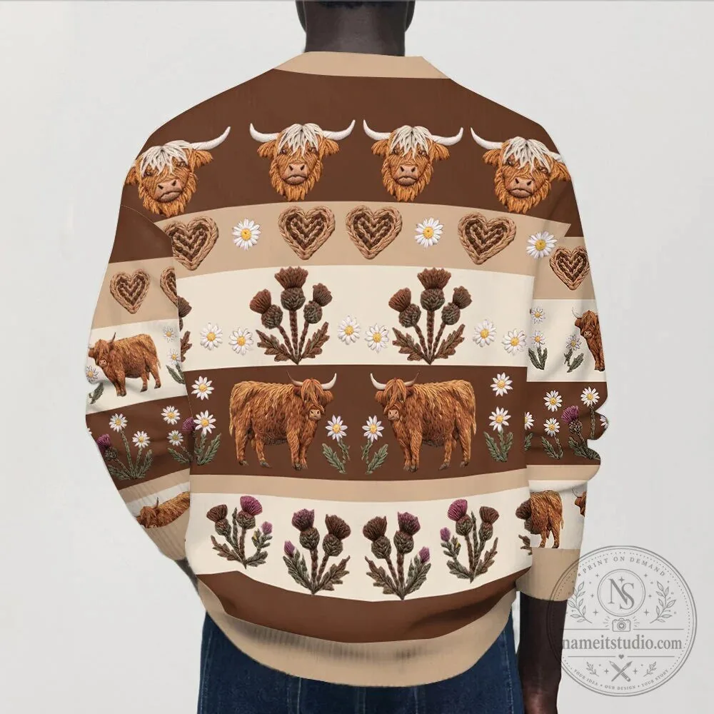 Personalized Highland Cow Knitted Cardigan Sweater for Women 18 Personalized Highland Cow Knitted Cardigan Sweater for Women