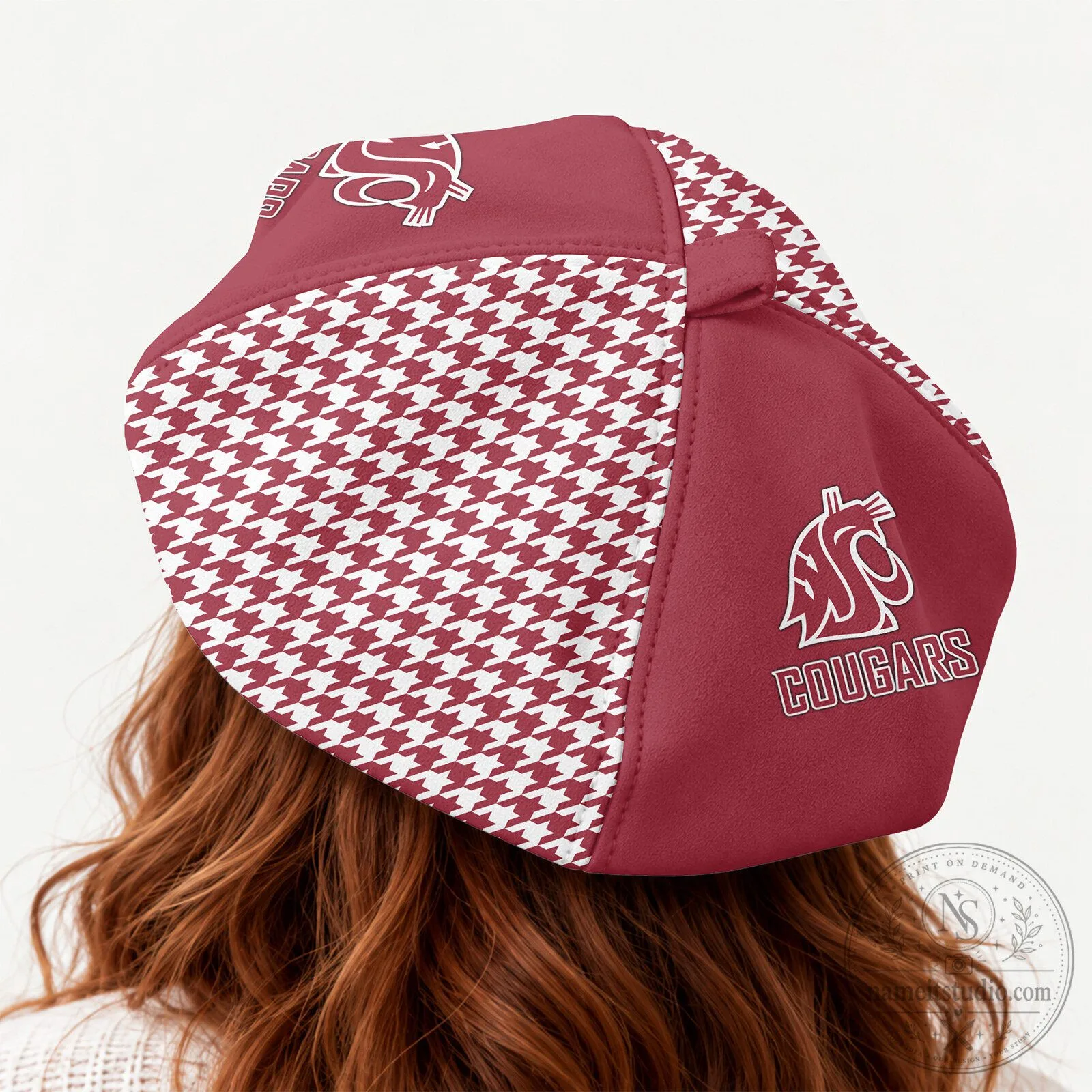 Washington State Cougars Houndstooth Pattern Personalized Beret Cap Hat 10 Washington State Cougars Houndstooth Pattern Personalized Beret Cap Hat