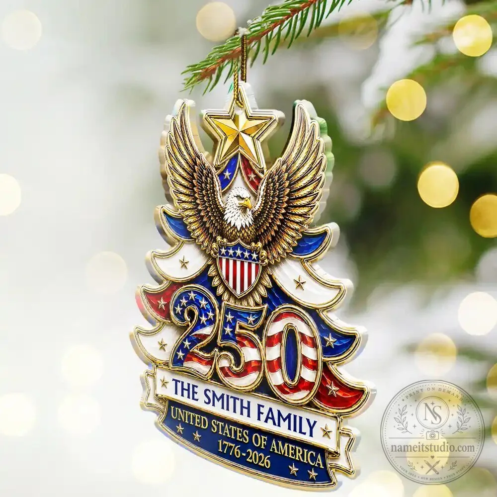 United States of America 250th Anniversary Personalized Family Christmas Ornament 11 United States of America 250th Anniversary Personalized Family Christmas Ornament