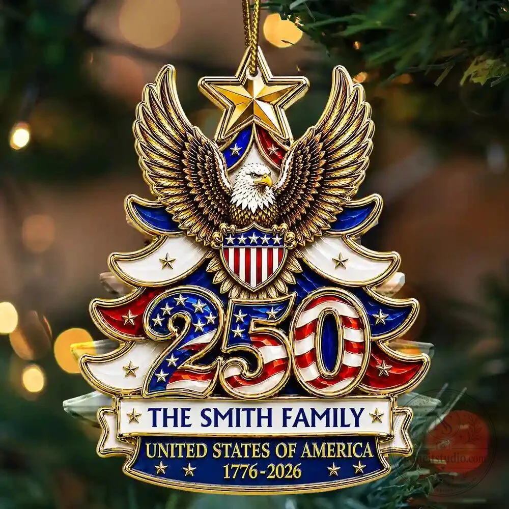 United States of America 250th Anniversary Personalized Family Christmas Ornament 12 United States of America 250th Anniversary Personalized Family Christmas Ornament