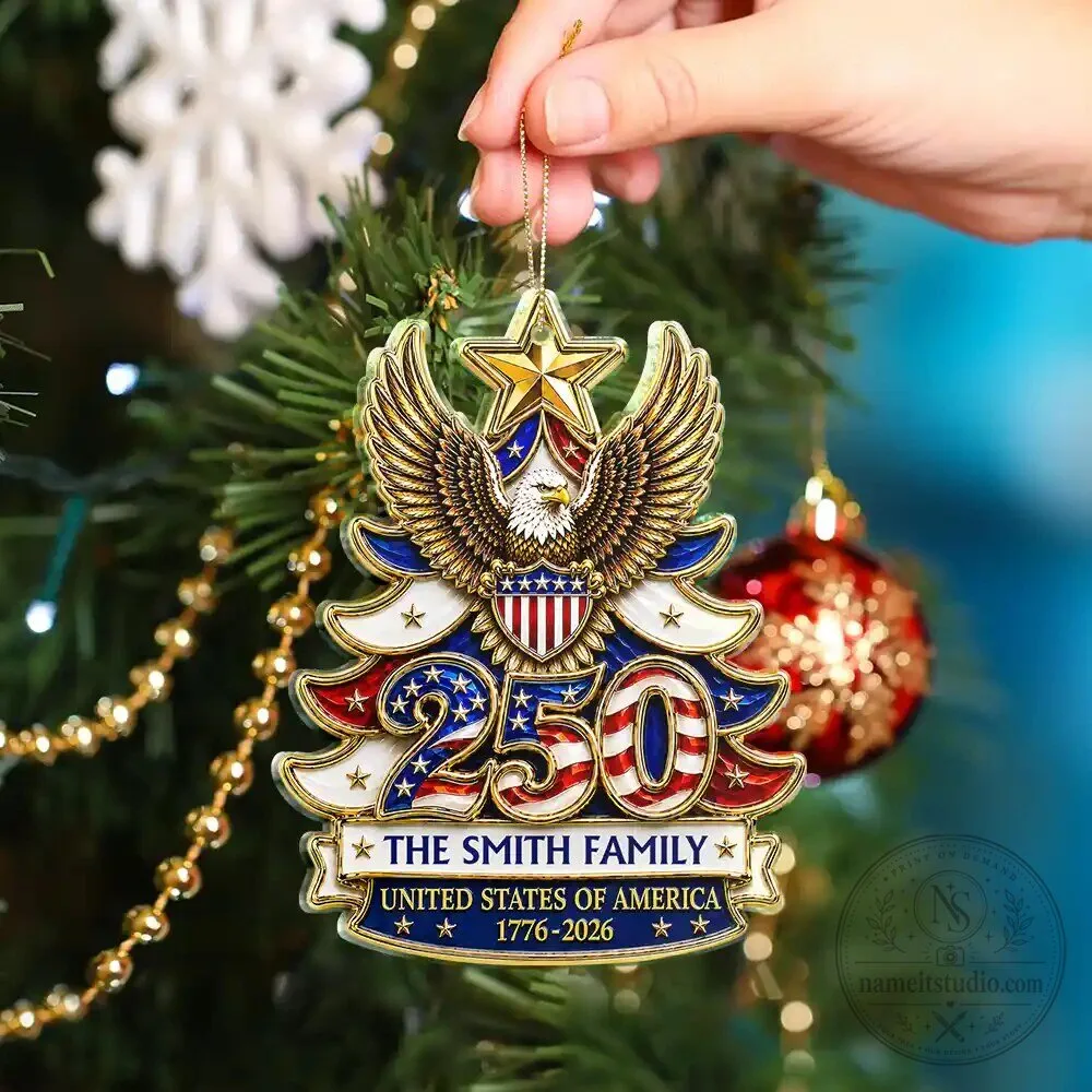 United States of America 250th Anniversary Personalized Family Christmas Ornament 13 United States of America 250th Anniversary Personalized Family Christmas Ornament
