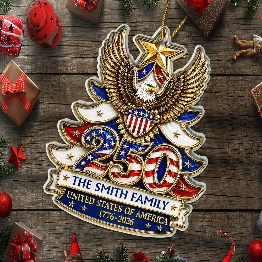 United States of America 250th Anniversary Personalized Family Christmas Ornament 14 United States of America 250th Anniversary Personalized Family Christmas Ornament