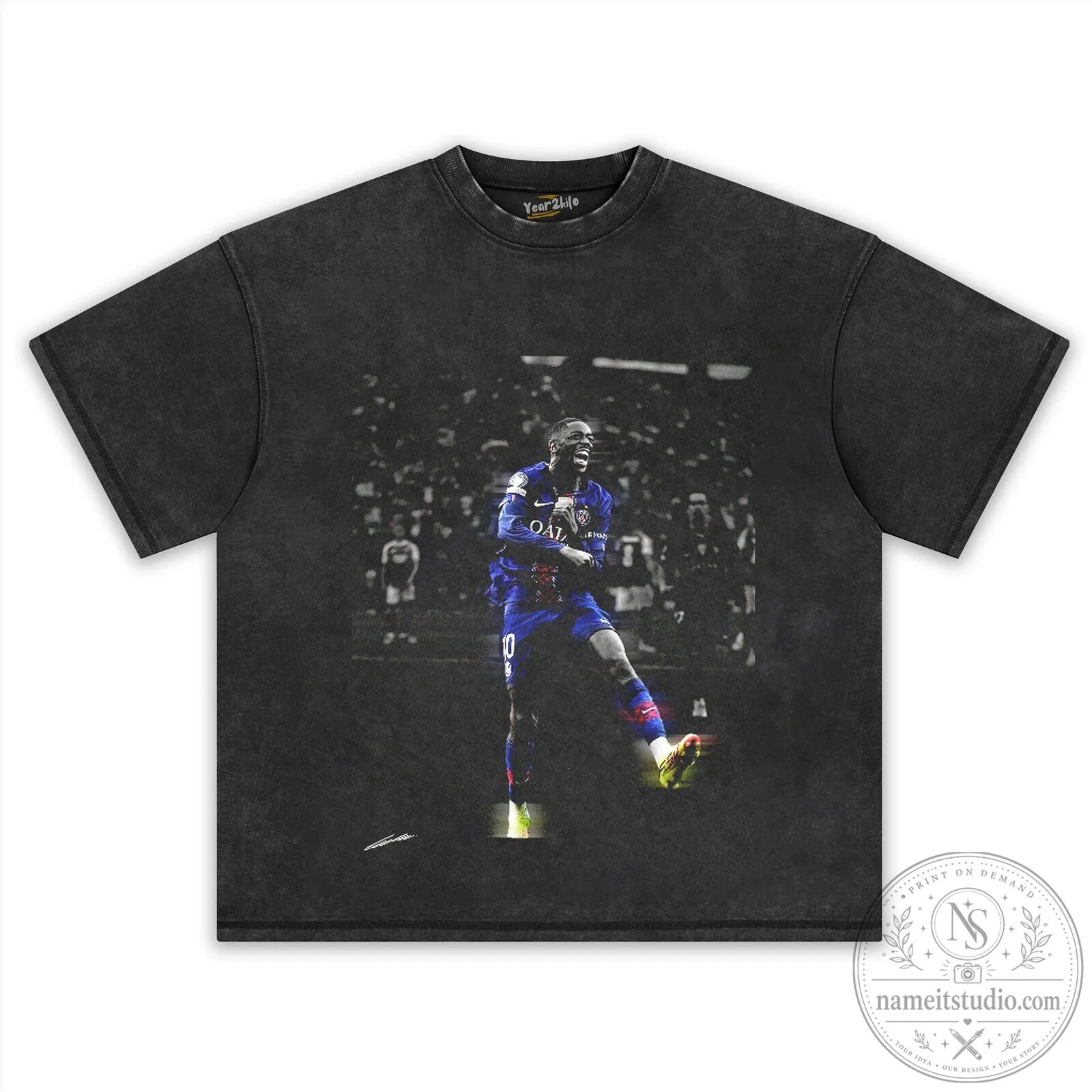 Ousmane Dembélé Football Player Graphic Print Black T-Shirt 12 Ousmane Dembélé Football Player Graphic Print Black T-Shirt