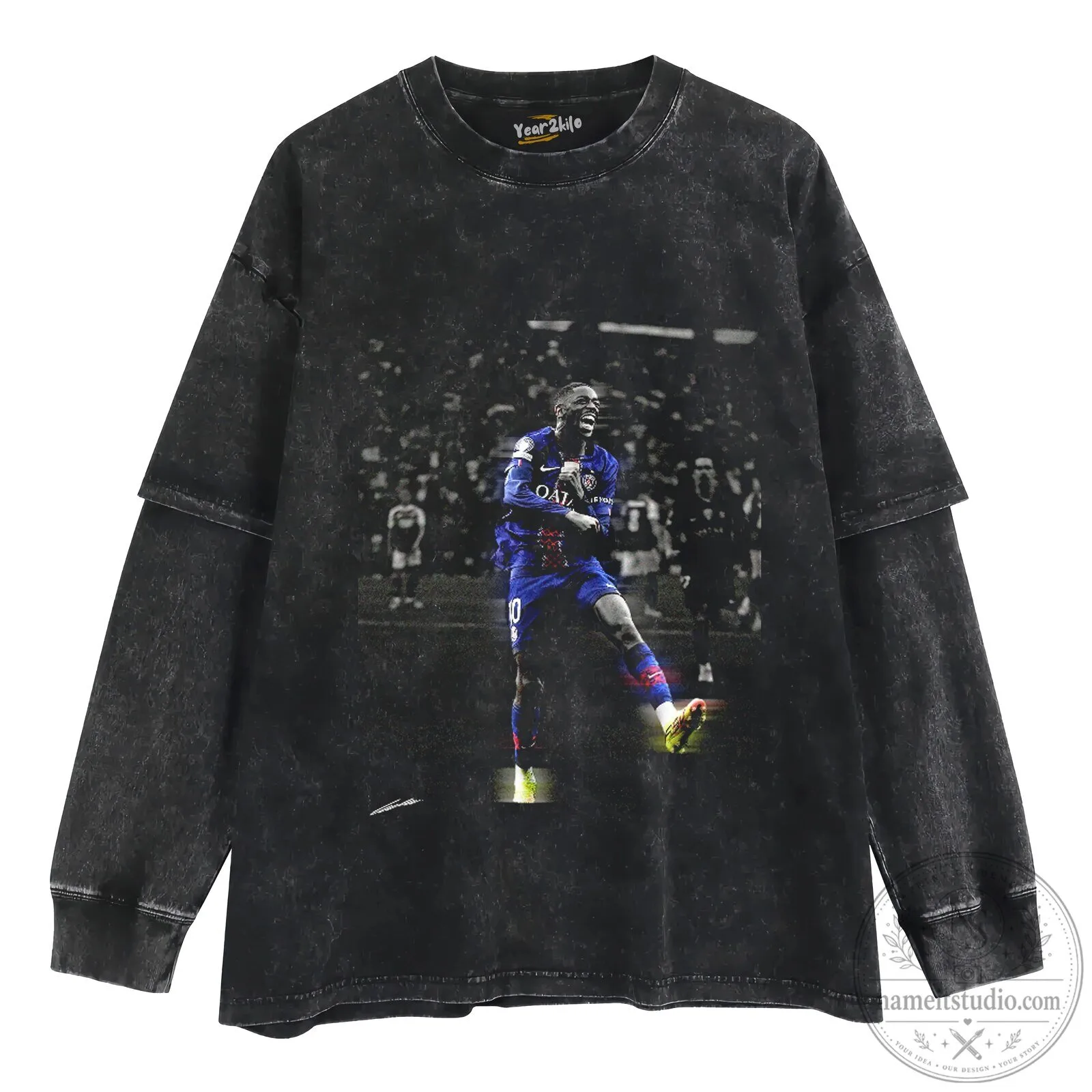 Ousmane Dembélé Football Player Graphic Print Black T-Shirt 14 Ousmane Dembélé Football Player Graphic Print Black T-Shirt