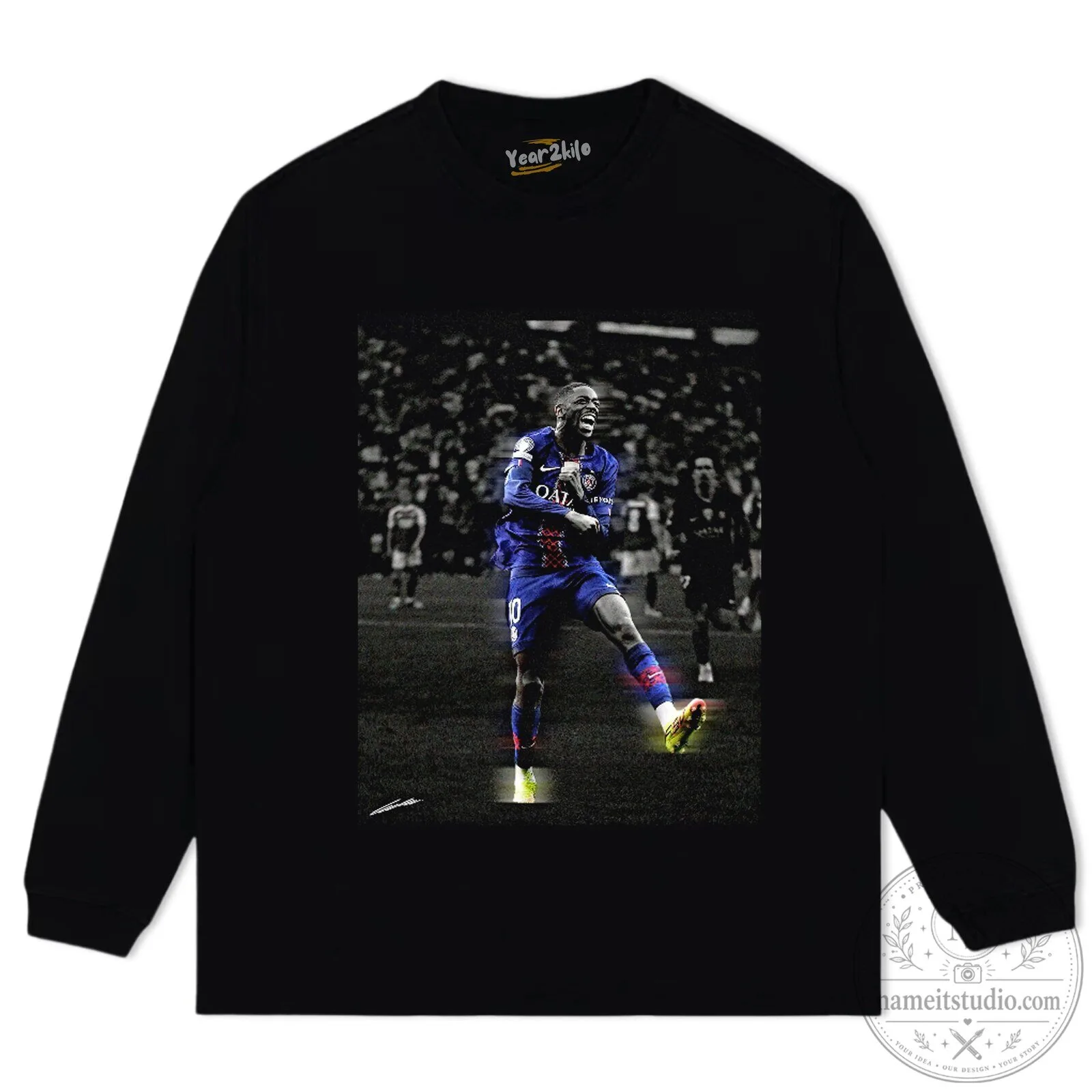 Ousmane Dembélé Football Player Graphic Print Black T-Shirt 15 Ousmane Dembélé Football Player Graphic Print Black T-Shirt