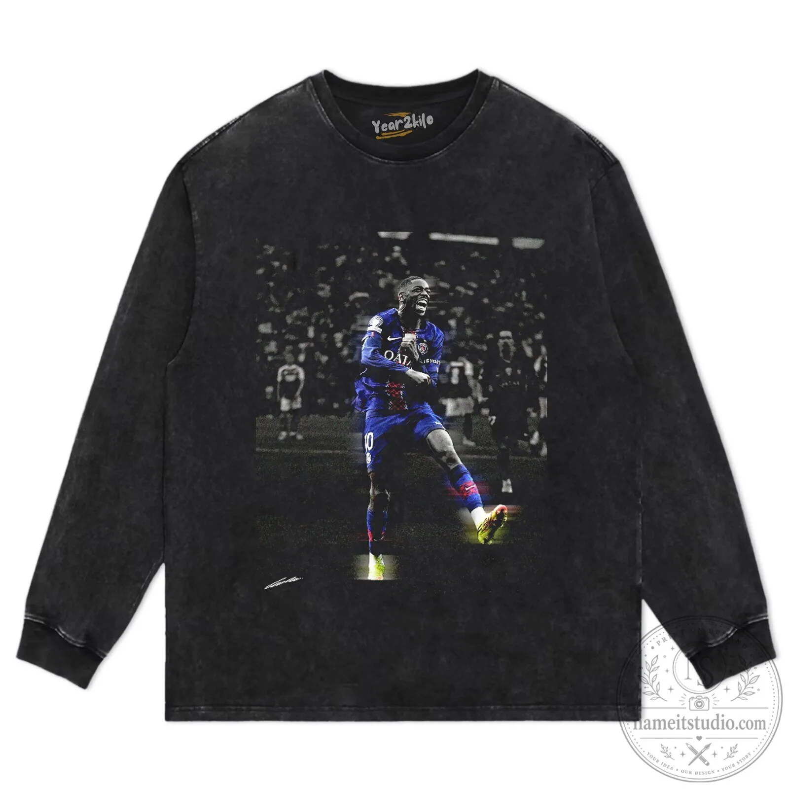 Ousmane Dembélé Football Player Graphic Print Black T-Shirt 16 Ousmane Dembélé Football Player Graphic Print Black T-Shirt