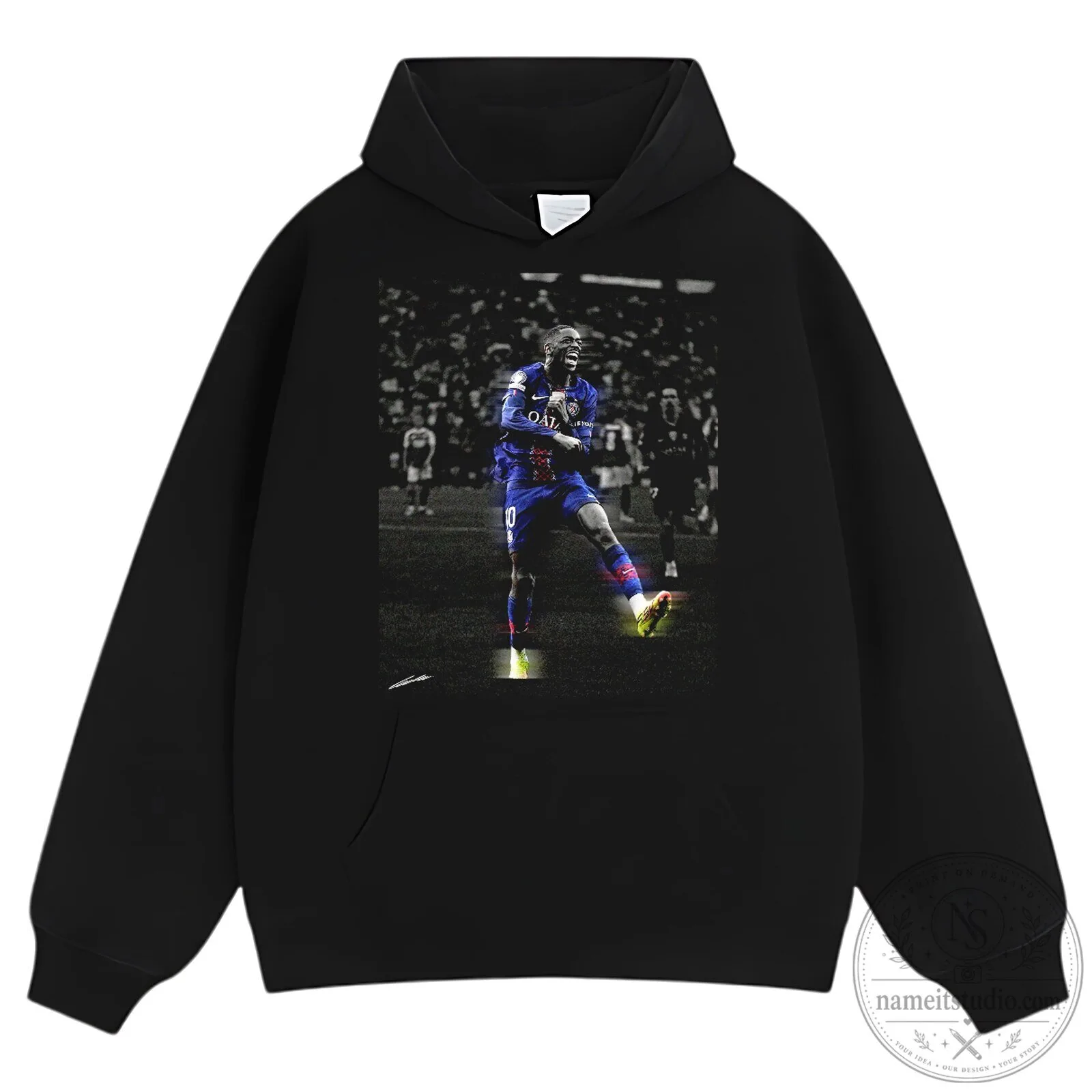 Ousmane Dembélé Football Player Graphic Print Black T-Shirt 17 Ousmane Dembélé Football Player Graphic Print Black T-Shirt