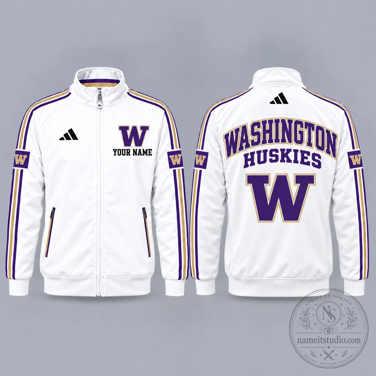 Washington Huskies Personalized Full-Zip Casual Jacket