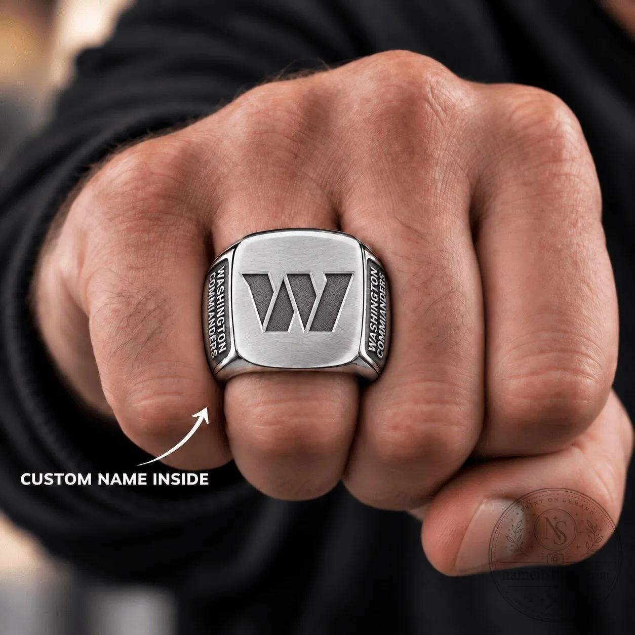 Washington Commanders National Football League Team Logo Silver Ring