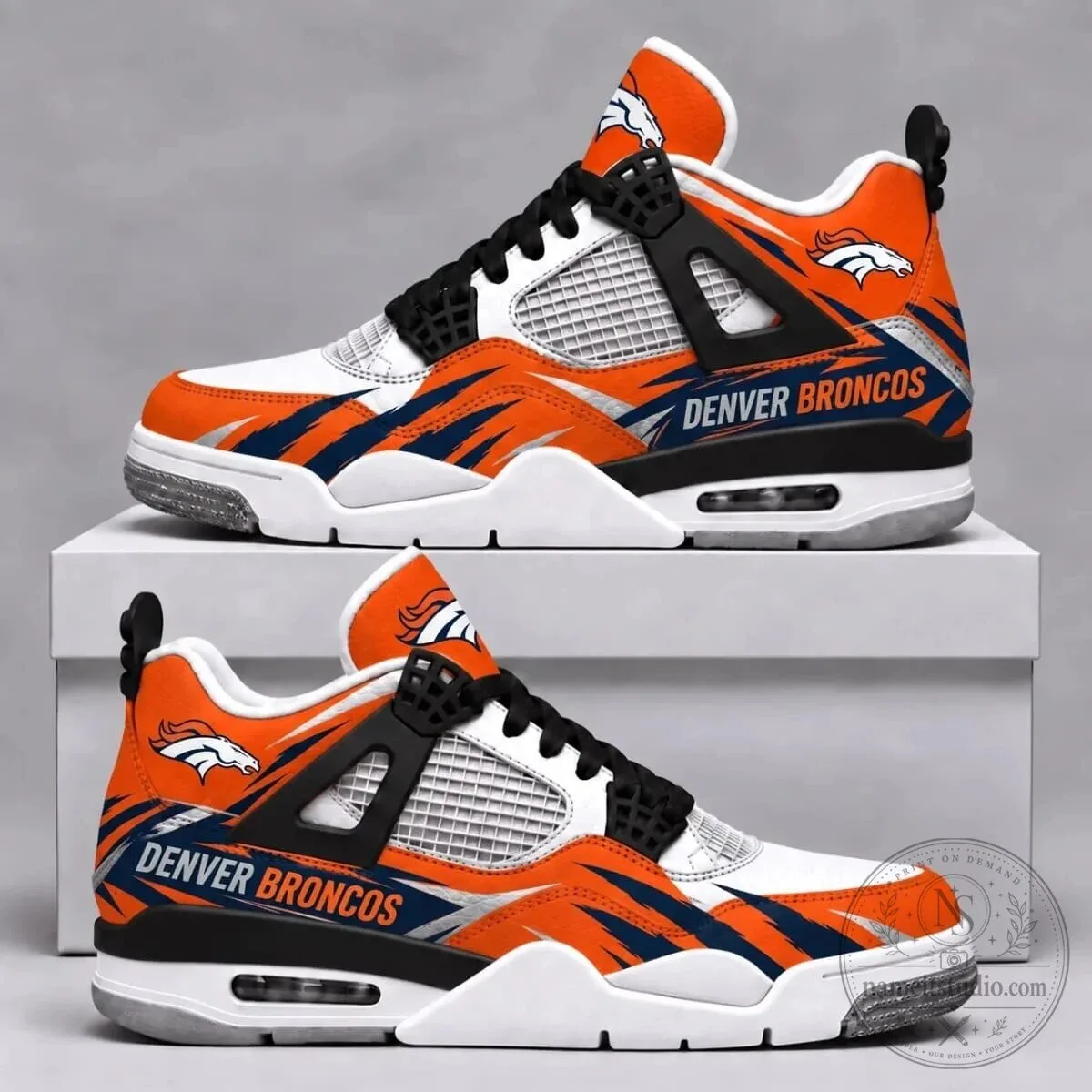 Denver Broncos National Football League Team Logo Orange White Sneakers