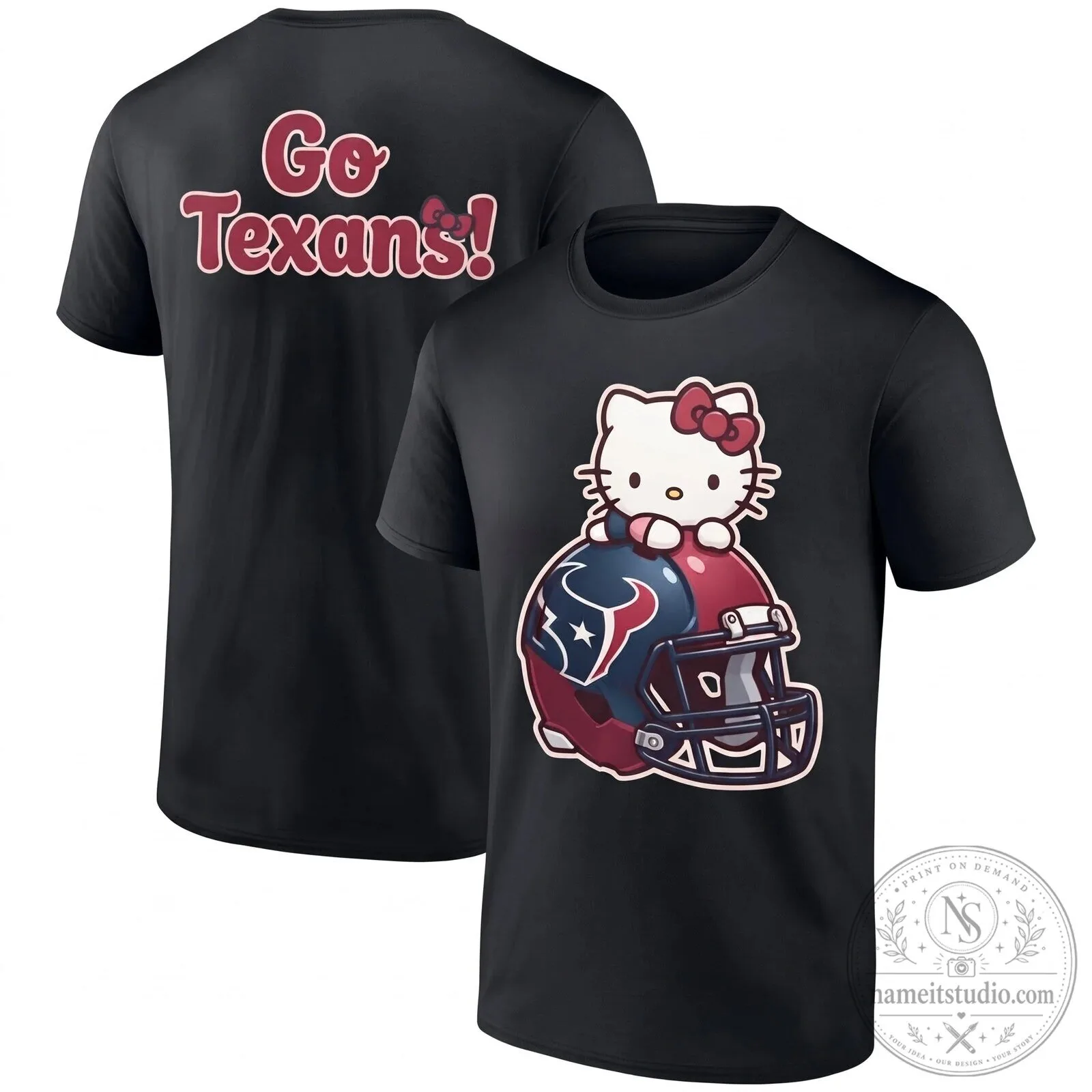 Hello Kitty Houston Texans Football Team Fan T-Shirt