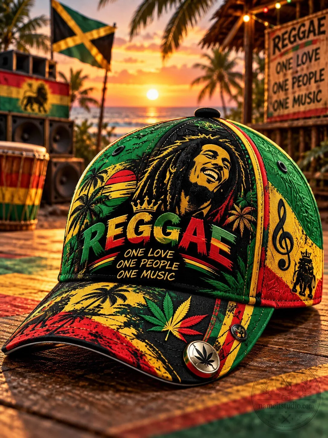 Bob Marley Reggae One Love One People One Music Baseball Cap Hat