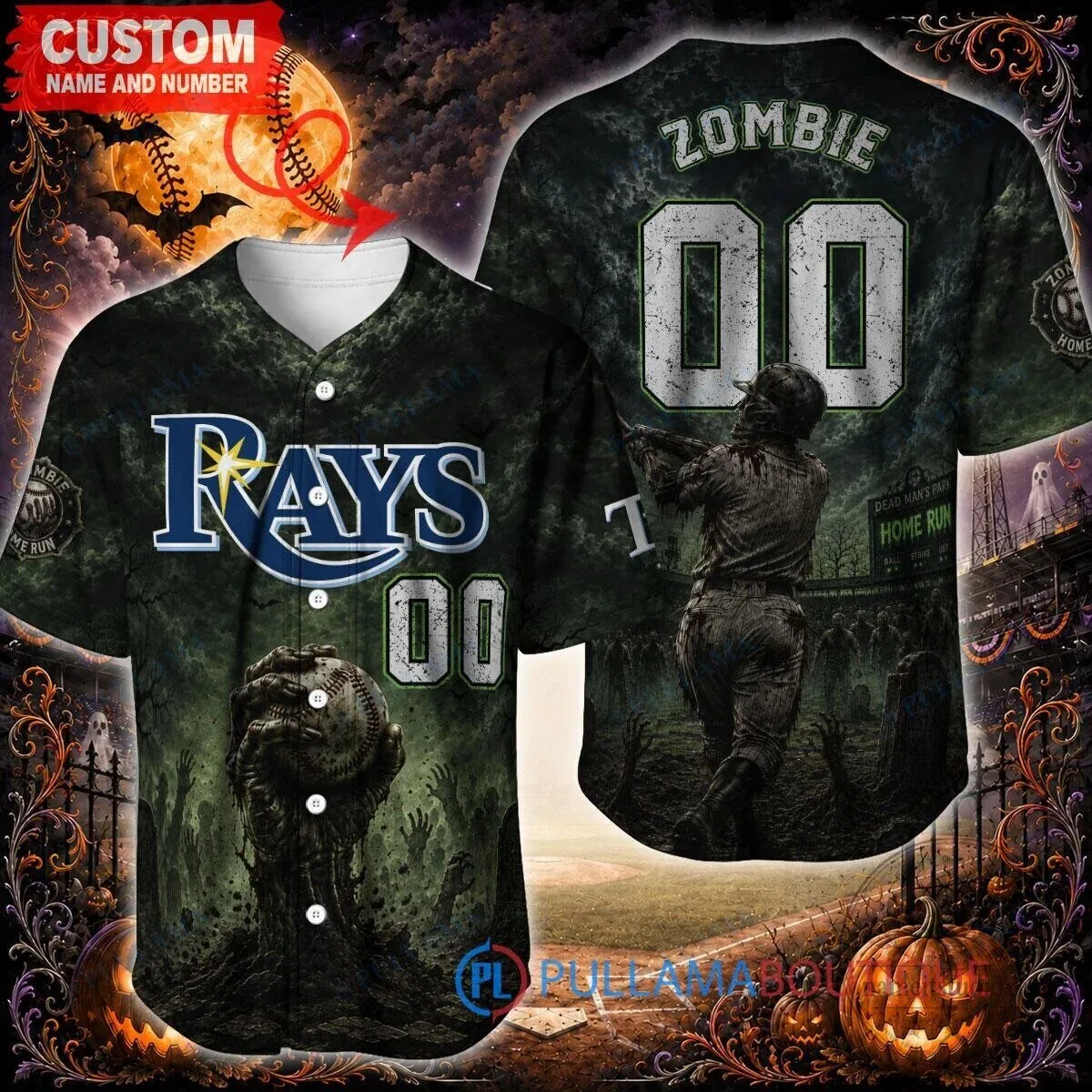 Tampa Bay Rays Zombie Halloween Custom Baseball Jersey