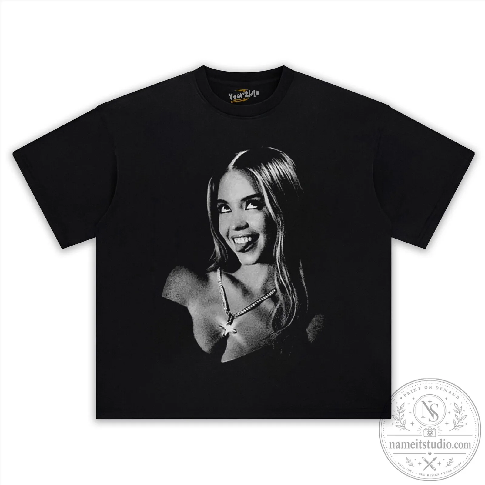 Graphic T-Shirt featuring a Black and White Portrait of Sydney Sweeney