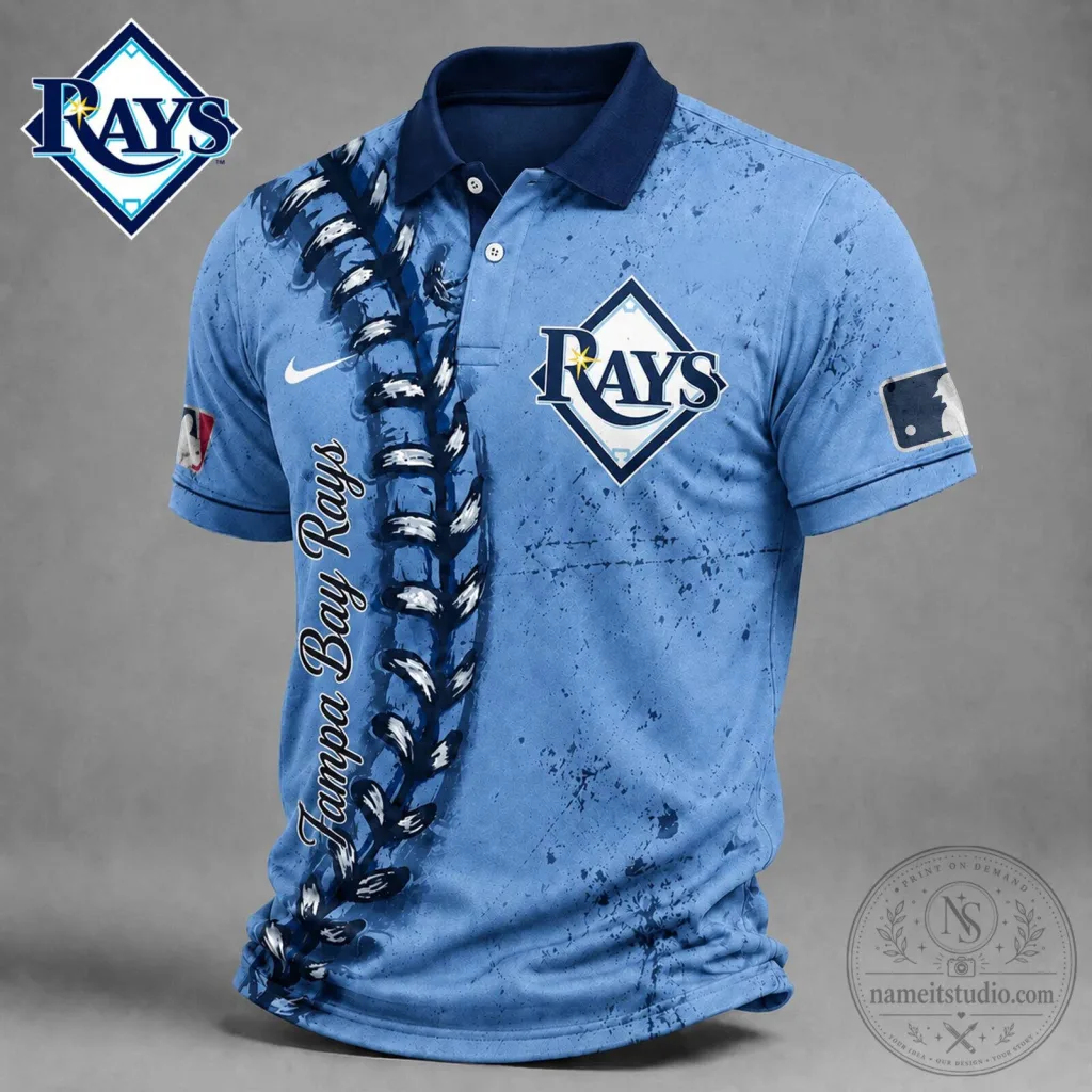 Tampa Bay Rays Baseball Stitch Polo Shirt for Men Tampa Bay Rays Baseball Stitch Polo Shirt for Men