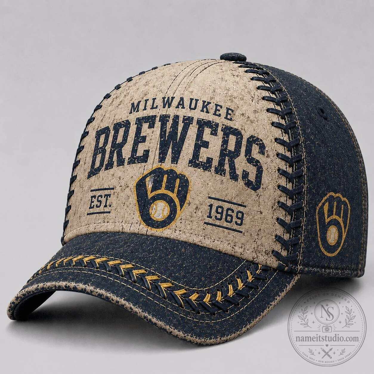 Milwaukee Brewers Baseball Vintage Ball Stitch Heritage Cap Hat