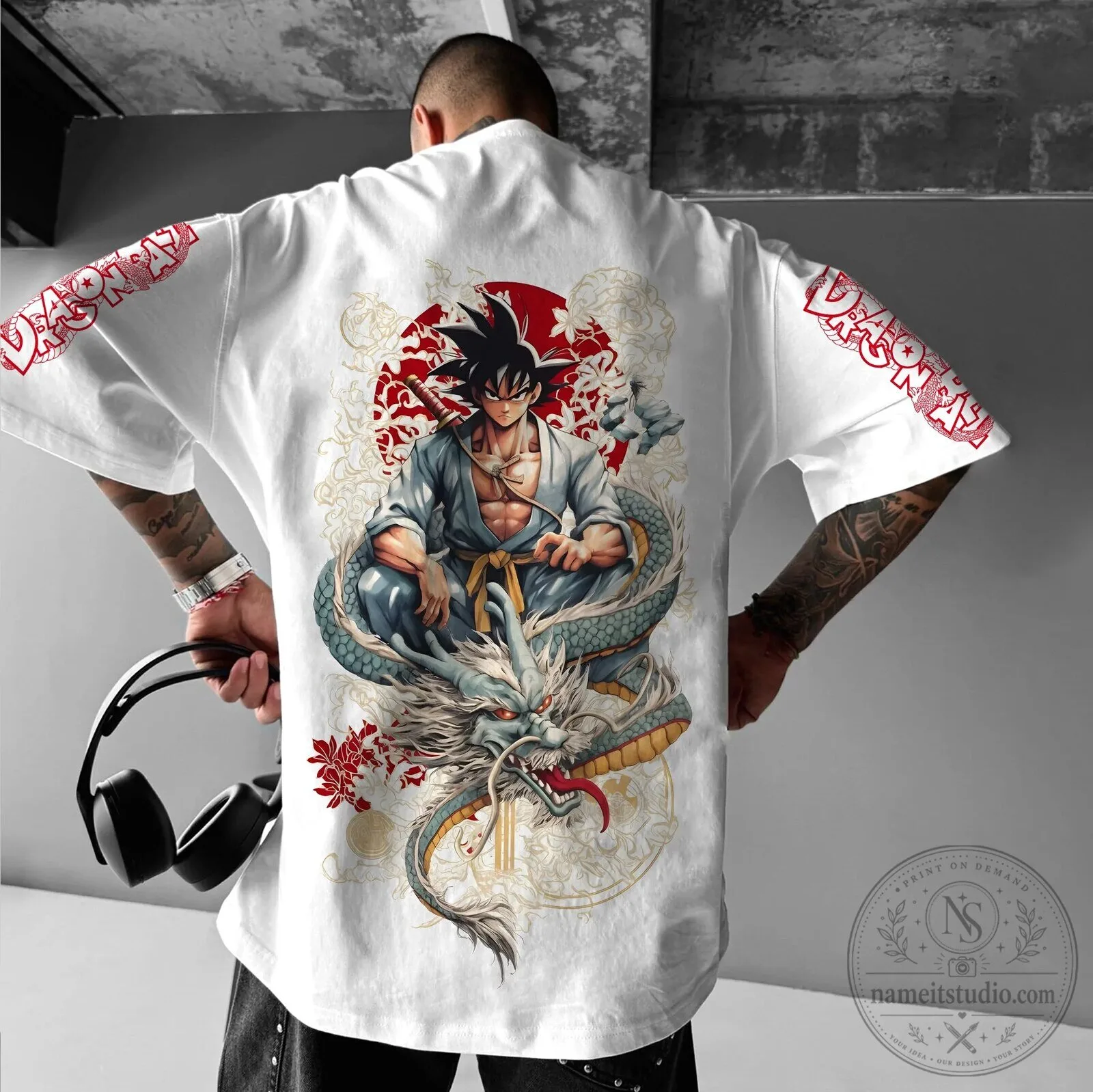 Dragon Ball Z Goku and Shenron Anime Inspired Graphic T-Shirt
