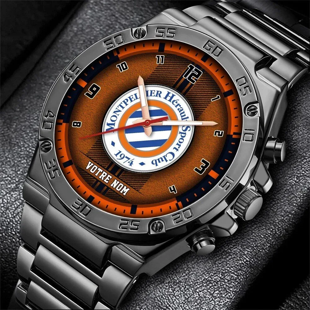Montpellier Herault Sport Club Football Team Logo Stainless Steel Watch