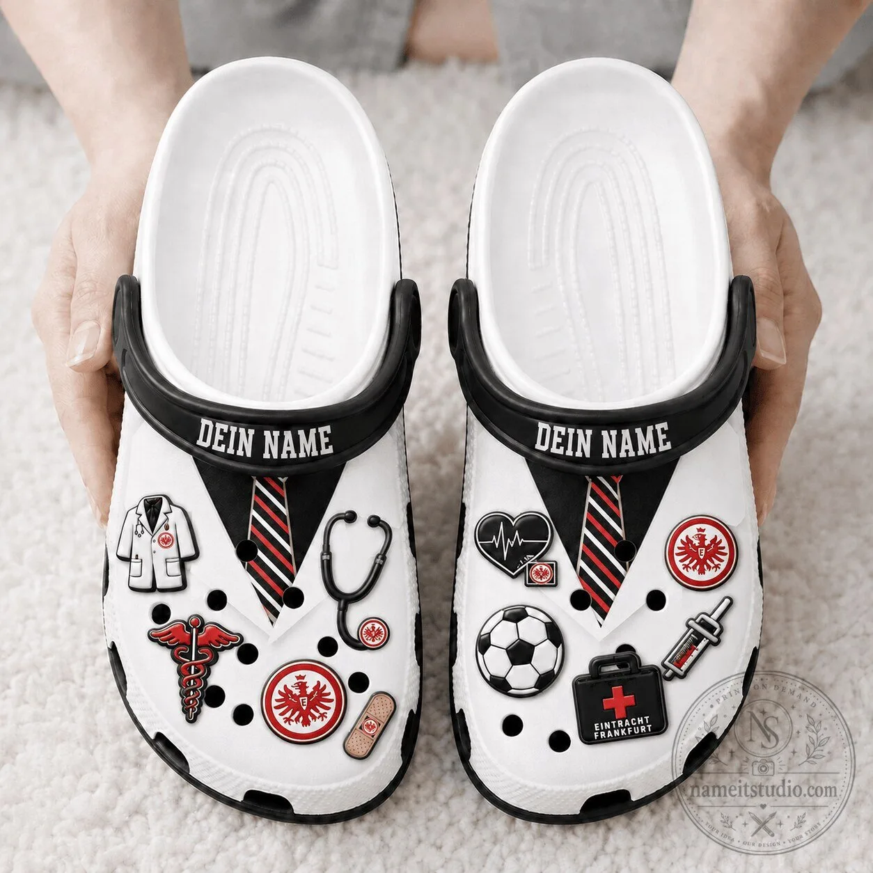 Eintracht Frankfurt Bundesliga Soccer Fan Doctor Custom Name Clogs