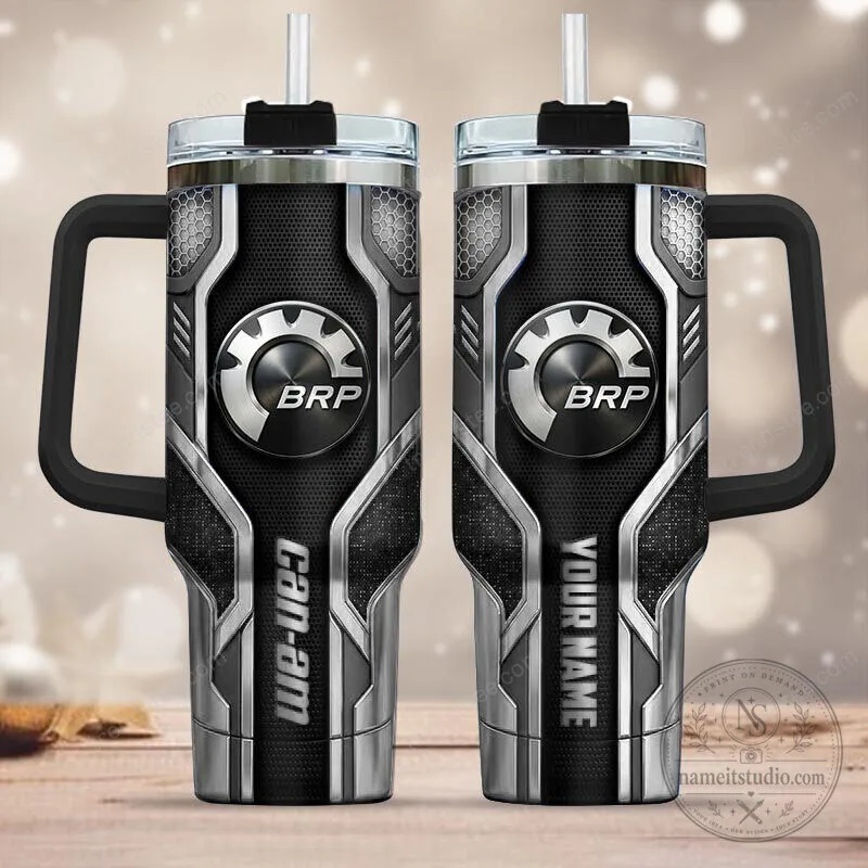 Can-Am BRP Logo Personalized Name Insulated Stainless Steel Tumbler with Handle
