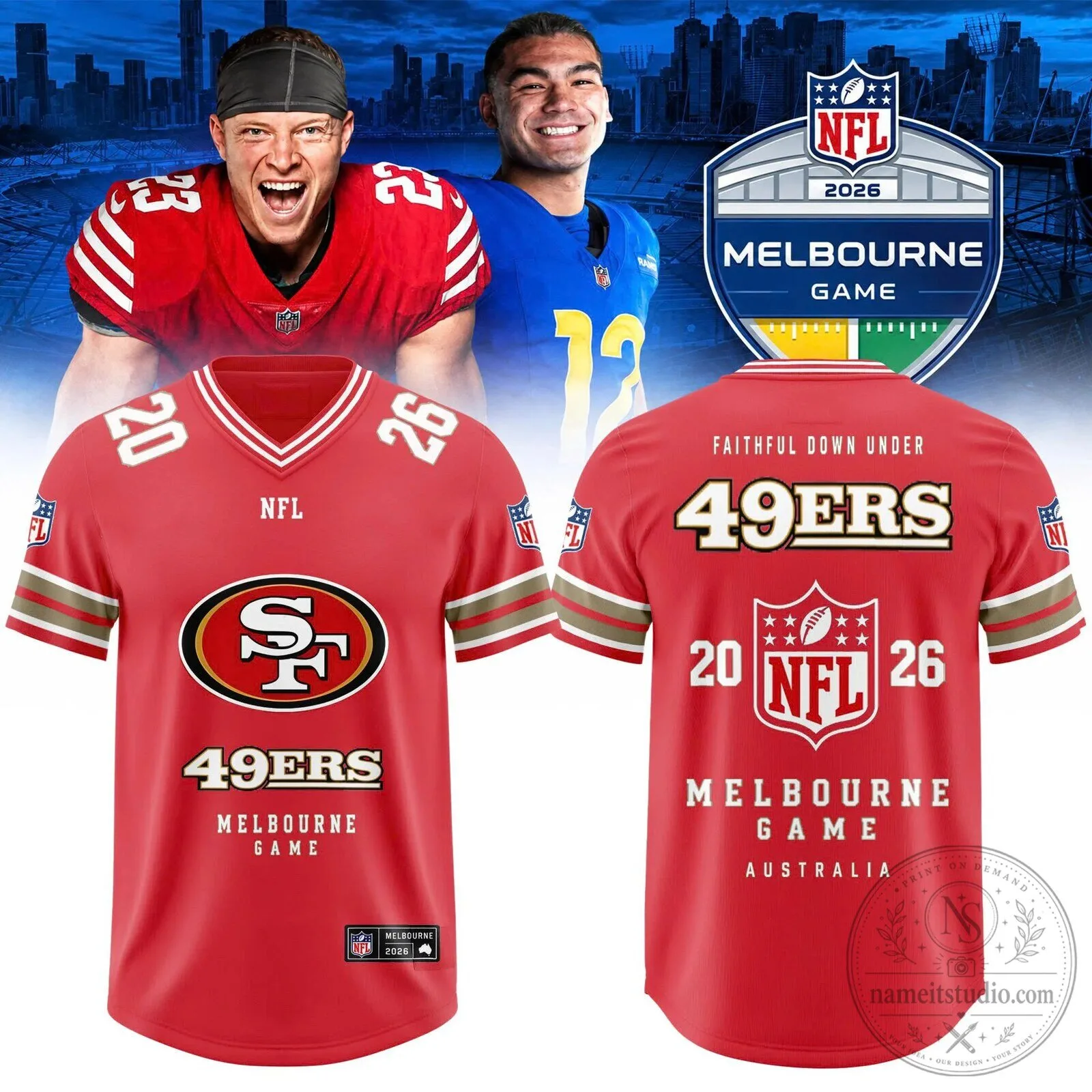 San Francisco 49ers NFL Melbourne Game 2026 Football Jersey