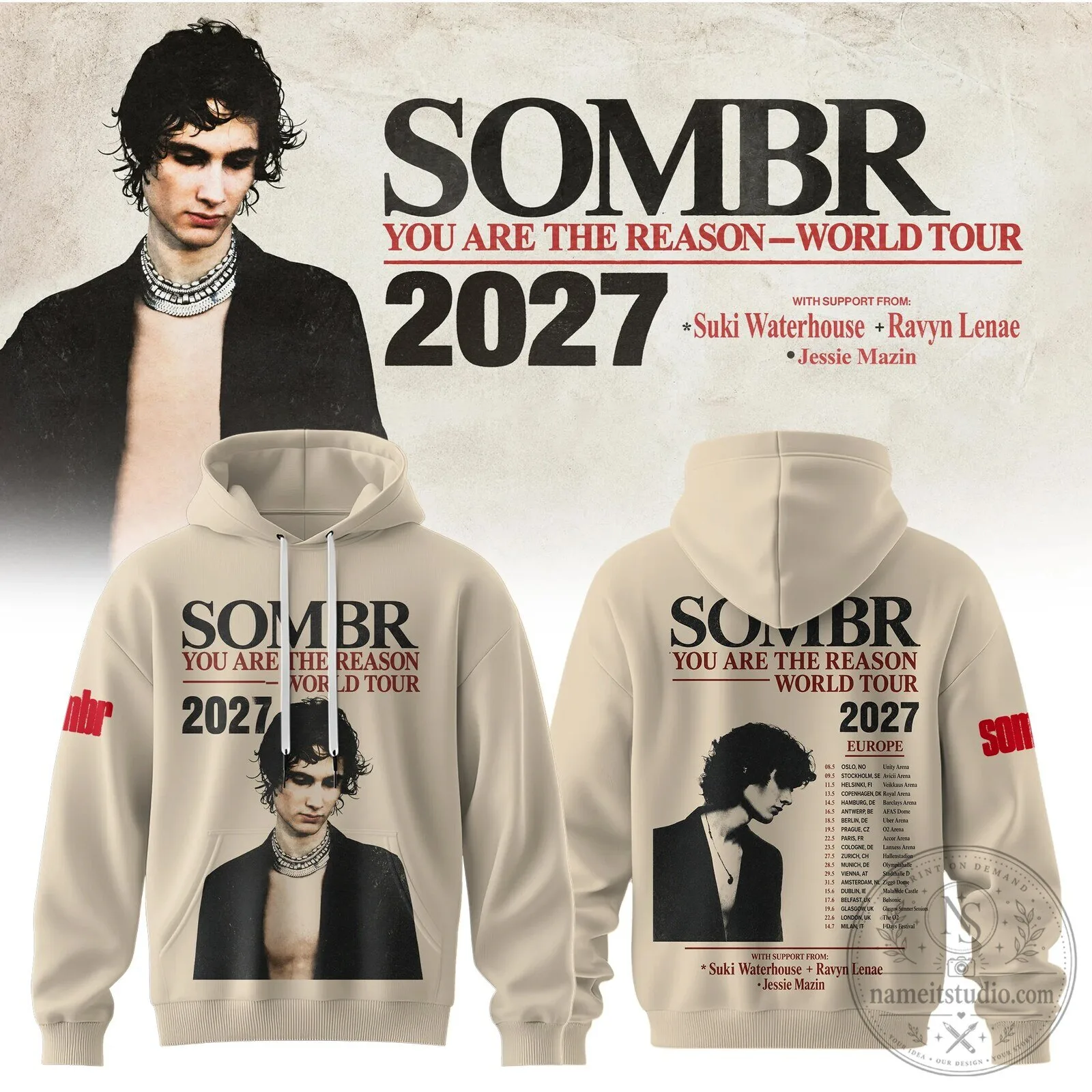 Sombr You Are The Reason World Tour 2027 Concert Hoodie 2 Sombr You Are The Reason World Tour 2027 Concert Hoodie