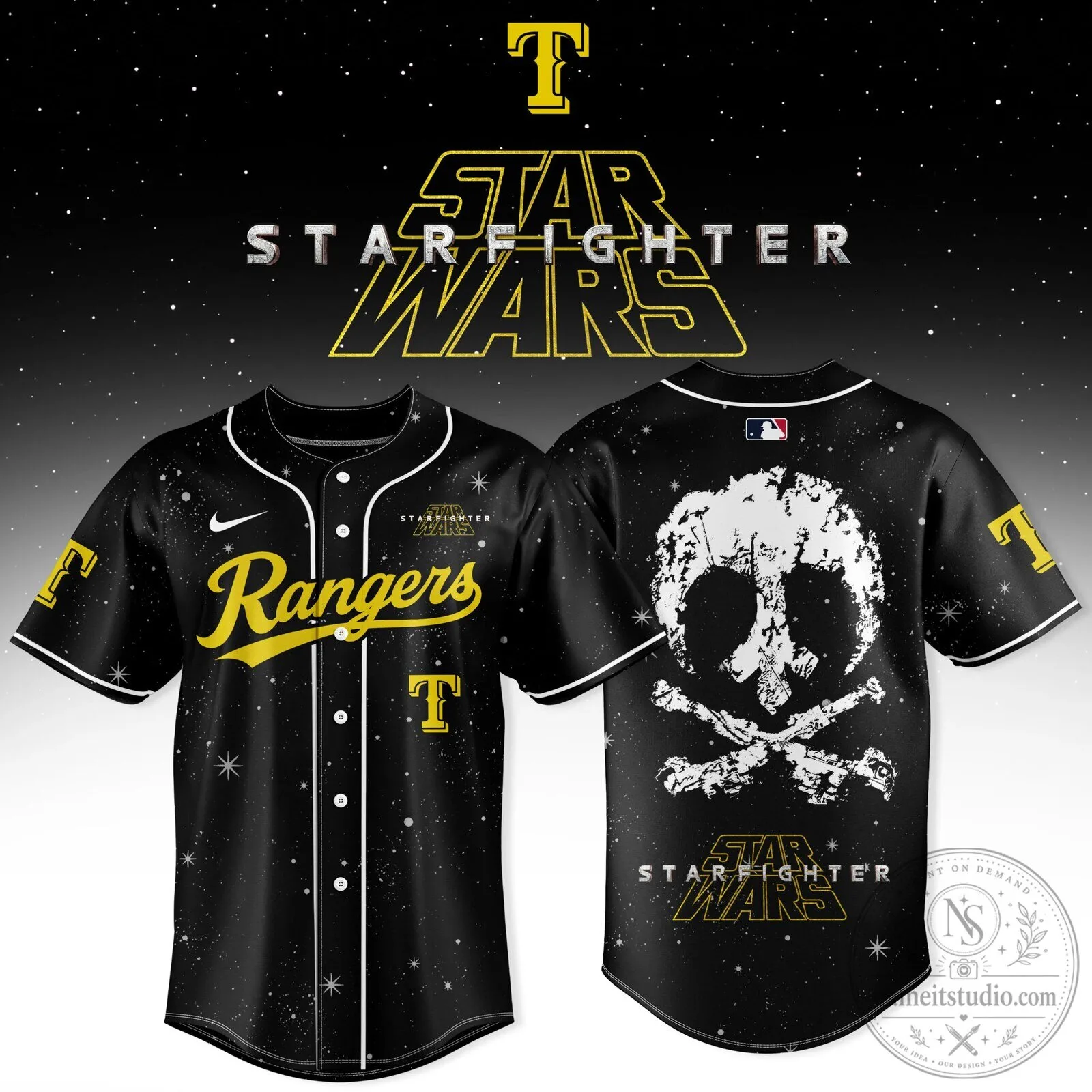 Star Wars Starfighter Texas Rangers Baseball Jersey