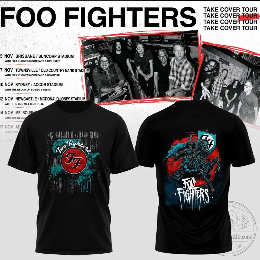 Foo Fighters Take Cover Tour 2026 Band Logo Black T-Shirt Foo Fighters Take Cover Tour 2026 Band Logo Black T-Shirt