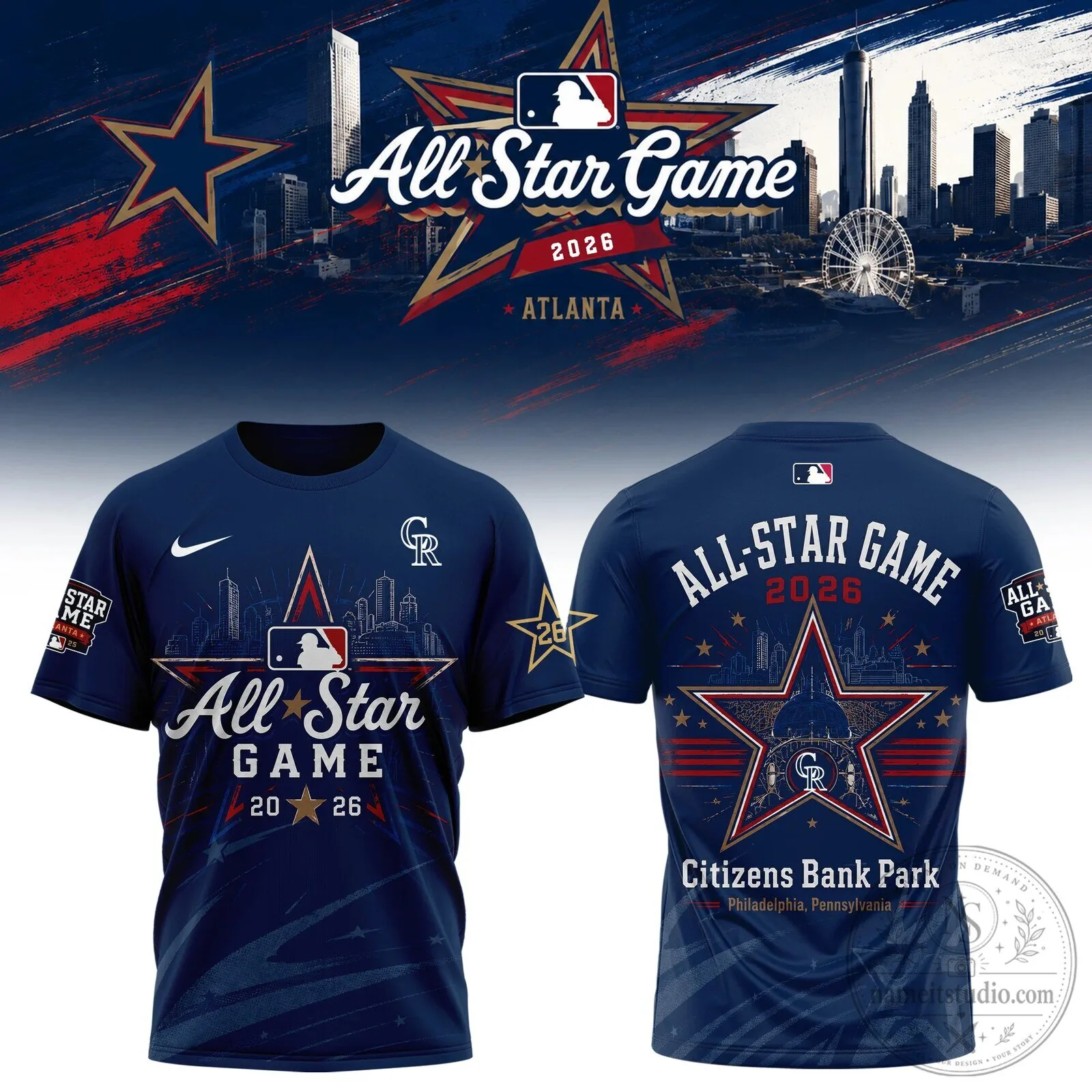 Major League Baseball All-Star Game 2026 Philadelphia Citizens Bank Park T-Shirt 1 Major League Baseball All-Star Game 2026 Philadelphia Citizens Bank Park T-Shirt