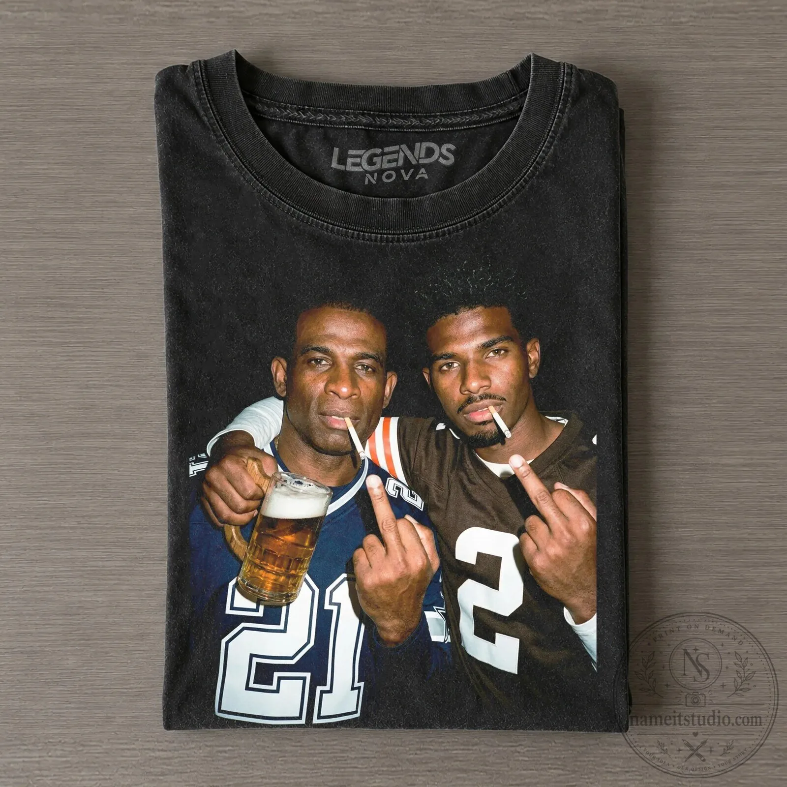 Dallas Cowboys Football Deion Sanders Michael Irvin Legends Nova T-Shirt