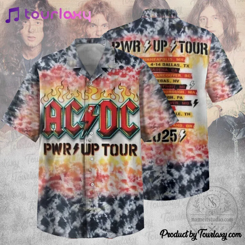ACDC Power Up Tour Tie-Dye Rock Band Hawaiian Shirt
