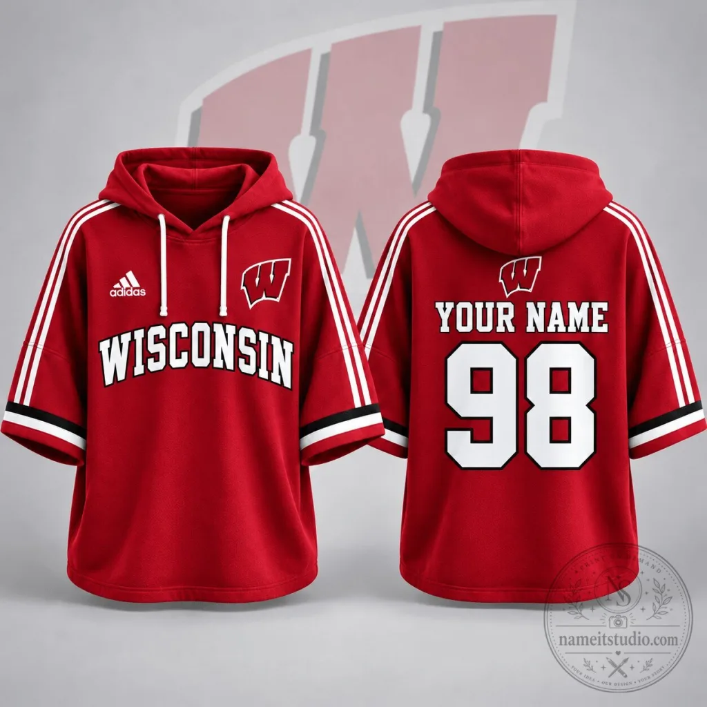 Wisconsin Badgers Personalized Short Sleeve Hoodie Jersey Wisconsin Badgers Personalized Short Sleeve Hoodie Jersey