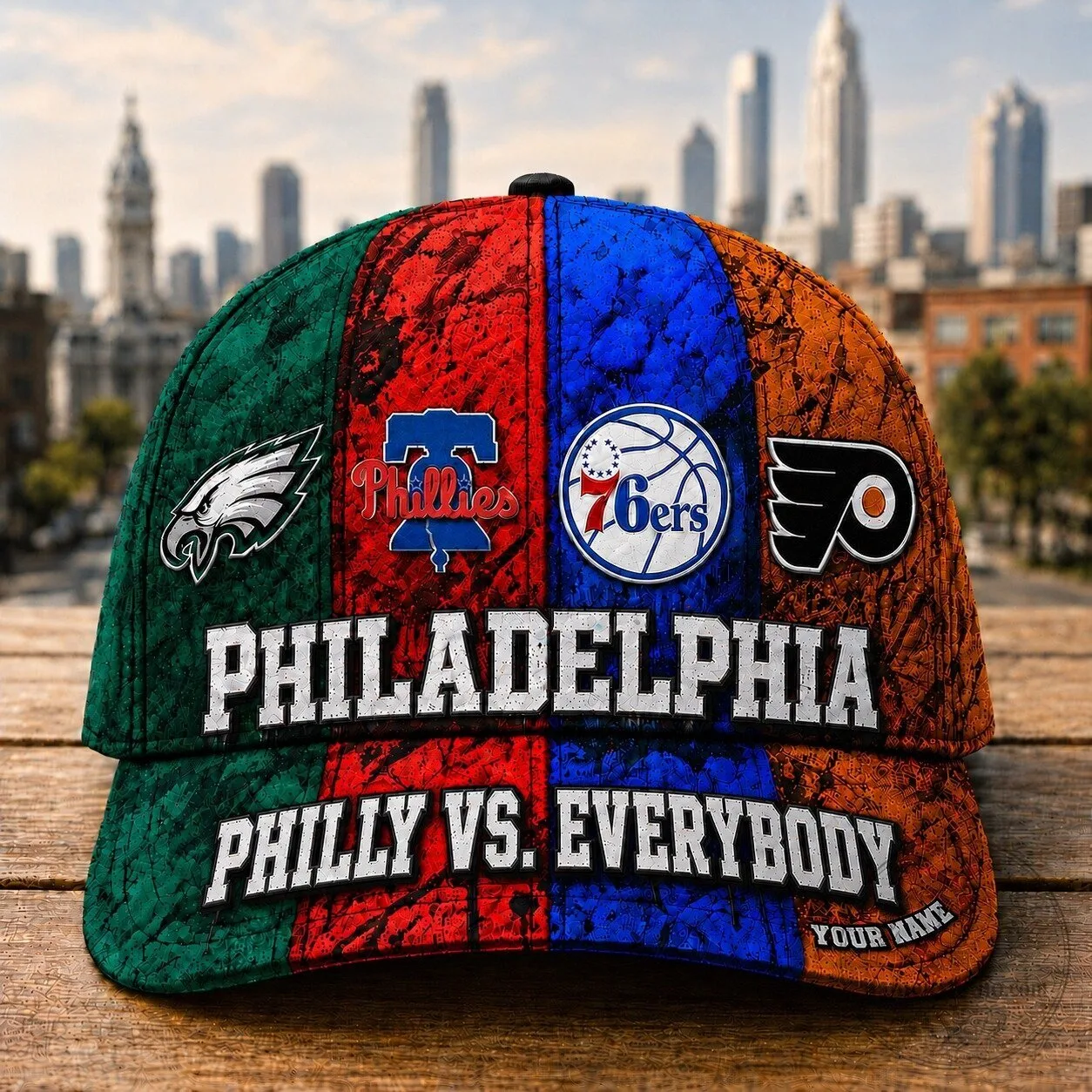 Philadelphia Sports Teams Versus Everybody Personalized Baseball Cap Hat 10 Philadelphia Sports Teams Versus Everybody Personalized Baseball Cap Hat