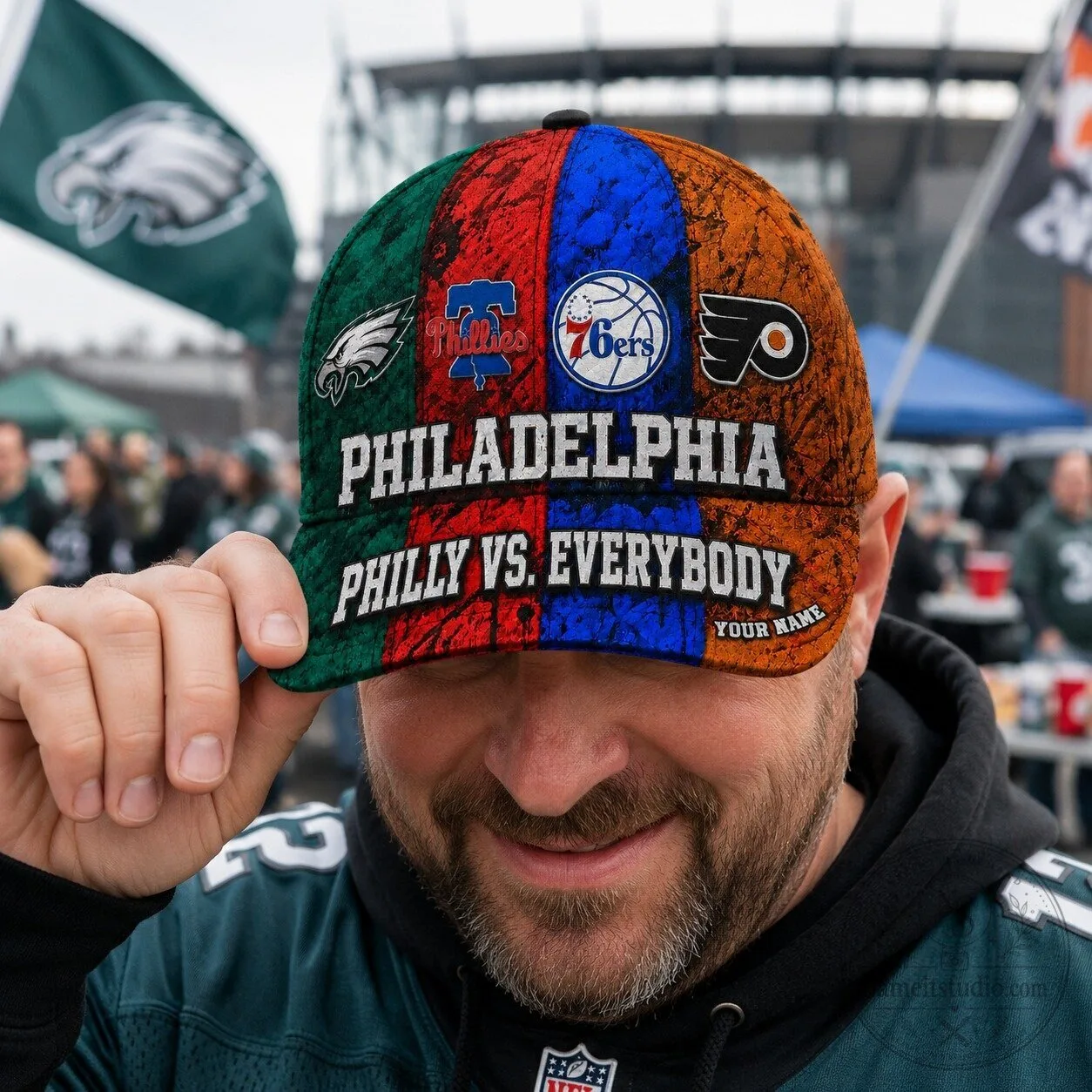 Philadelphia Sports Teams Versus Everybody Personalized Baseball Cap Hat 12 Philadelphia Sports Teams Versus Everybody Personalized Baseball Cap Hat