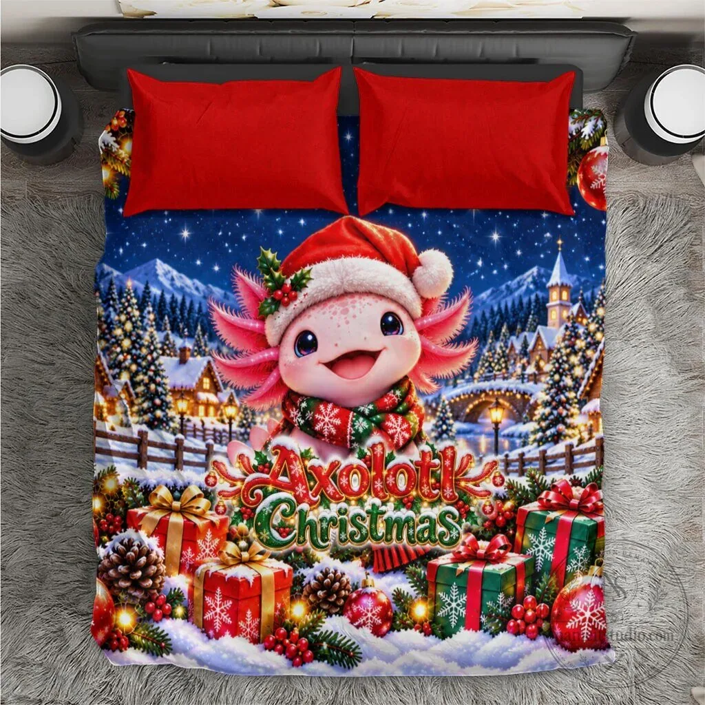 Axolotl Christmas Winter Wonderland Holiday Bedding Set 2 Axolotl Christmas Winter Wonderland Holiday Bedding Set