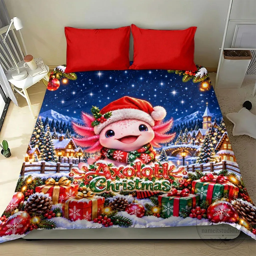 Axolotl Christmas Winter Wonderland Holiday Bedding Set 14 Axolotl Christmas Winter Wonderland Holiday Bedding Set