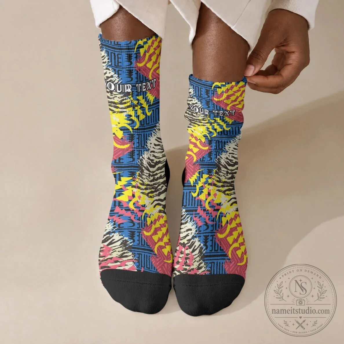 Personalized African Tribal Striped Heritage Art Crew Socks