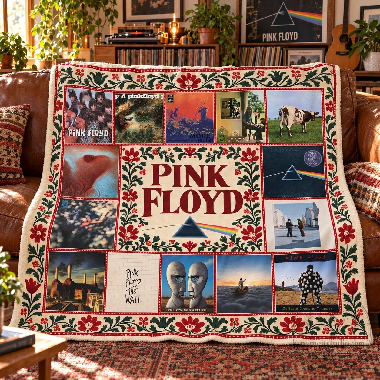 Pink Floyd Album Covers Fleece Blanket - The Dark Side of the Moon Rock Band Throw
