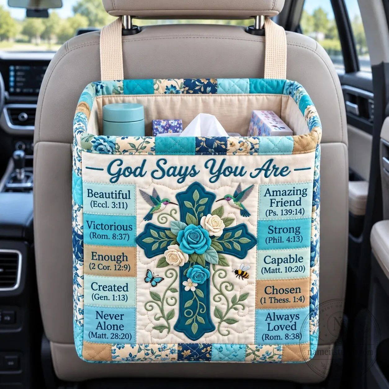 God Says You Are Christian Cross Quilted Car Organizer Basket 4 God Says You Are Christian Cross Quilted Car Organizer Basket