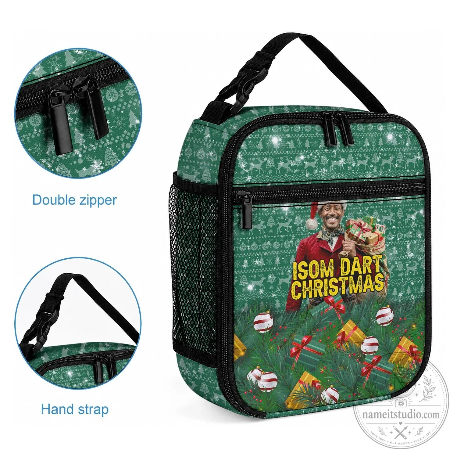 Isom Dart Christmas Holiday Reindeer Lunch Bag 8 Isom Dart Christmas Holiday Reindeer Lunch Bag